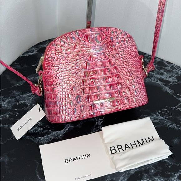 BRAHMIN Melbourne Small Georgina Leather Crossbody Magenta Pink Bag AUTHENTIC - Picture 8 of 14